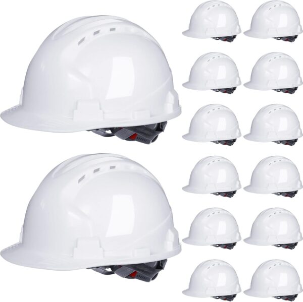 Leumoi 14 piezas 4 pt. Suspensión Hombo duro Celmets de seguridad a granel Construcción ABS Hardhats Holdados de trinquete ajustable con respiraderos y algodón de algodón para hombres Suministros de protección de la cabeza de trabajo